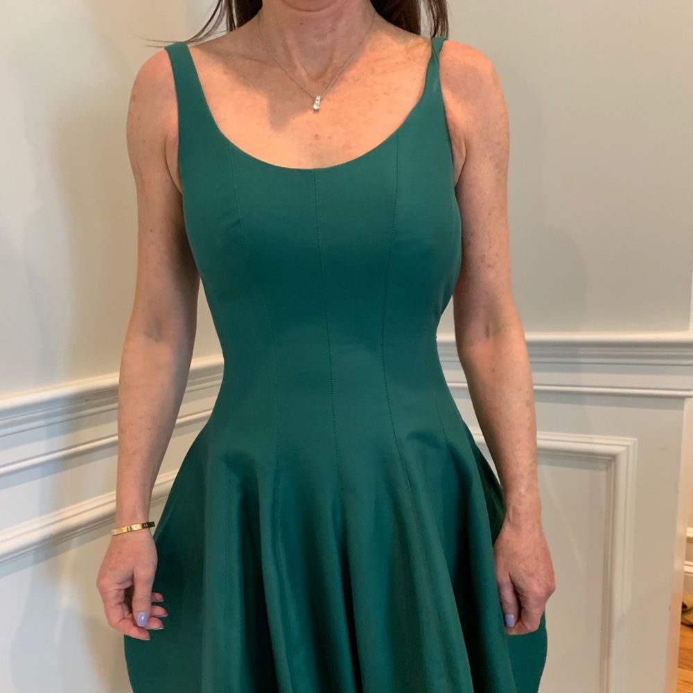 Halston Heritage Green Faille Tulip Dress 2